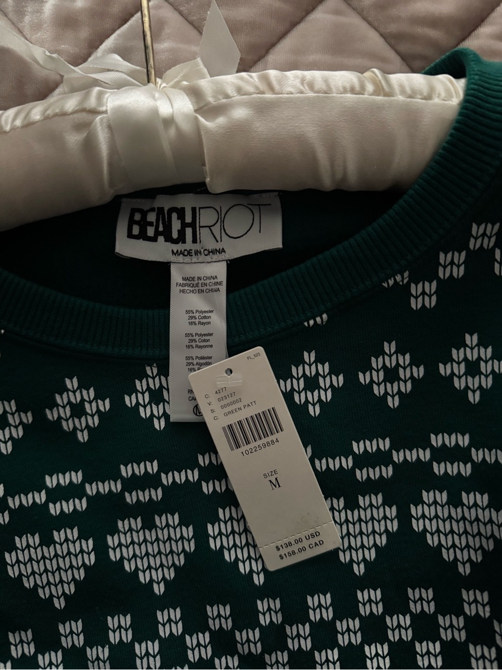 Beach Riot Devin Alpine Crewneck Sweater, Green Pattern - Picture 6 of 7